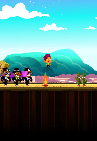 Nhảy qua ngọn lửa, cây xương rồng...