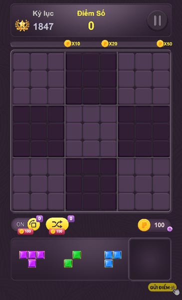 Màn hình của game xếp hình, xếp gạch quen thuộc