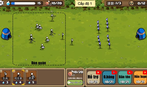 Đặt lính vào trong ô Dàn quân