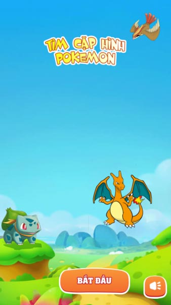 Chơi game Tìm cặp hình Pokemon - GameVui