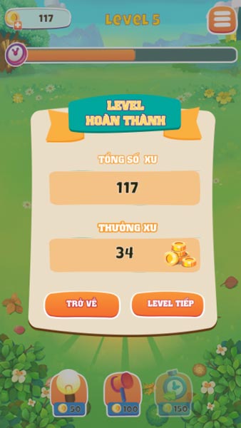 Hoàn thành level thử thách và nhận thưởng