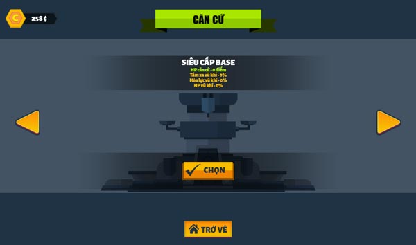 Có 3 loại Căn cứ chính để người chơi lựa chọn