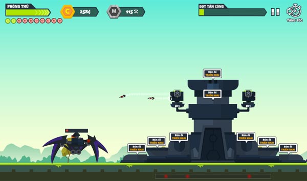 Lựa chọn và kết hợp vũ khí gây hiệu ứng làm chậm, nổ, sét đánh...