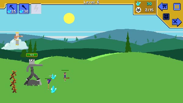 Dùng Tinh thể pha lê để mua lính phòng thủ, thợ mỏ