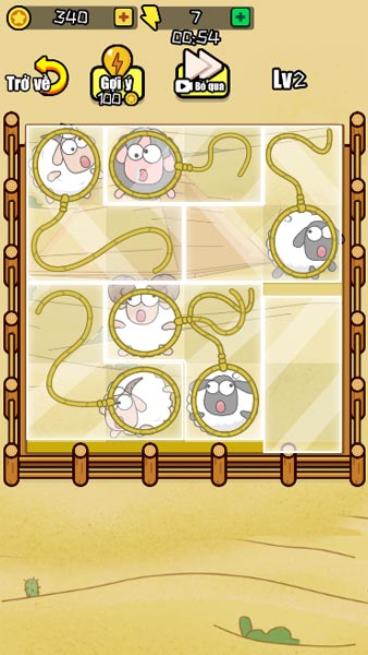 Level sẽ hoàn thành khi người chơi xếp vừa khít tất cả bẫy dây thừng