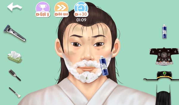 Cạo râu, đánh phấn, làm đẹp cho nhân vật