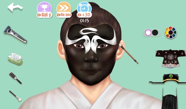 Vẽ mặt để tạo hình nhân vật Bao Chửng