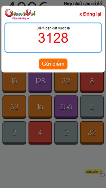 Gửi điểm và so sánh số điểm với người chơi GameVui khác