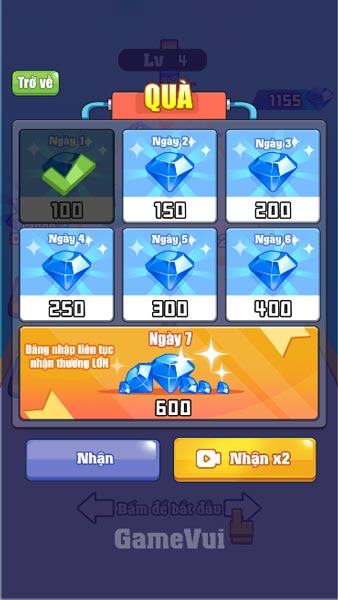 Quà đăng nhập nhận nhiều kim cương