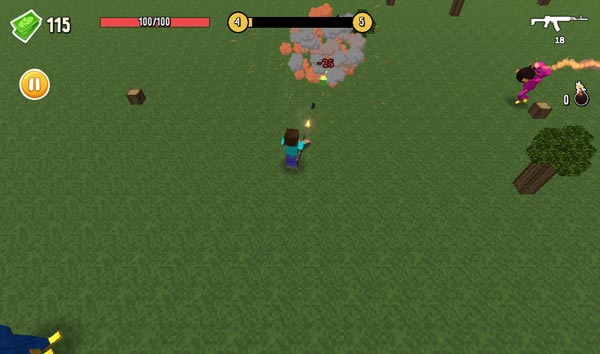 Điều khiển nhân vật tay súng Minecraft trên trận chiến