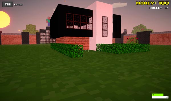 Điều khiển nhân vật di chuyển và tìm cách phá hủy những bức tượng Minecraft