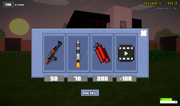 Trong Shop cửa hàng sẽ có vũ khí giúp bạn đập phá, phá hủy Minecraft nhanh hơn