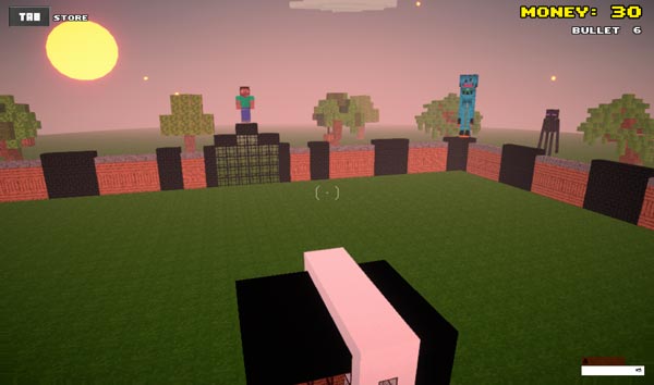 Dùng Jetpack nhảy cao để quan sát công trình Minecraft từ trên cao