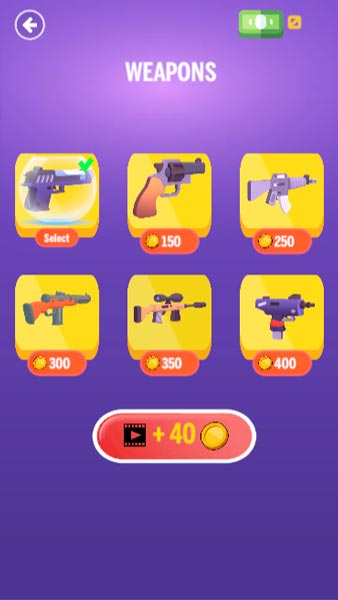 Có 6 mẫu súng trong Shop cửa hàng