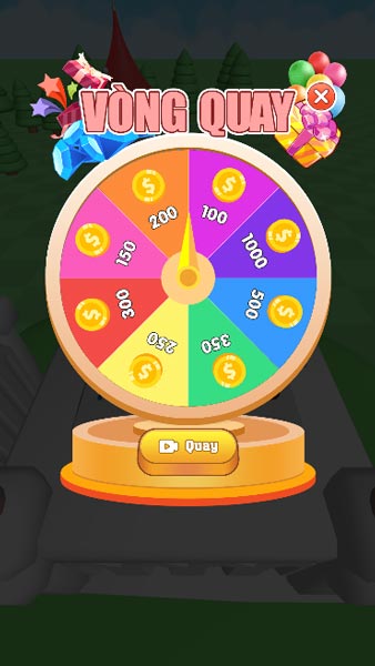 Vòng quay may mắn để nhận rất nhiều xu vàng