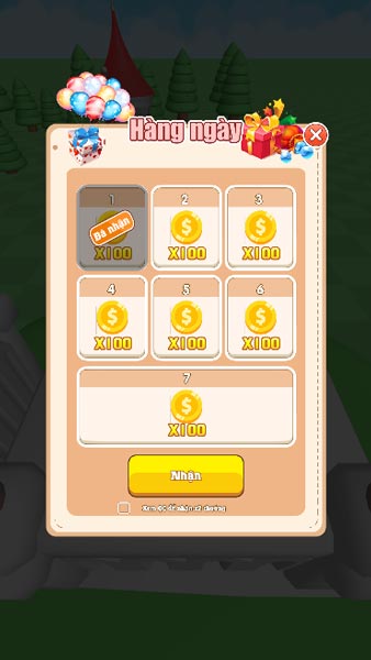 Quà đăng nhập khi các bạn vào game hàng ngày