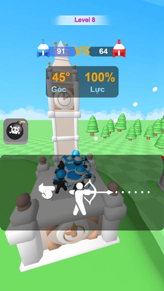 Bấm để chọn hướng và lực bắn