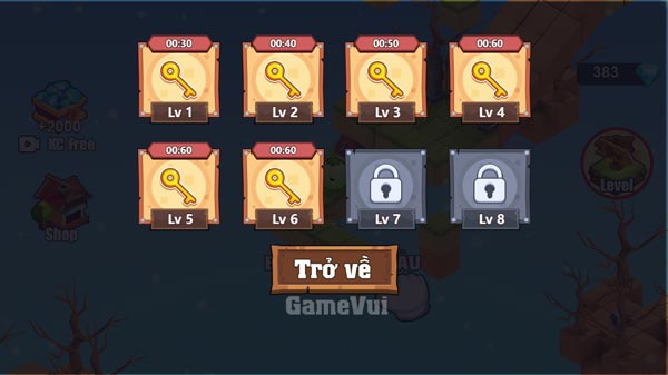 Có tổng cộng 8 level cấp độ để người chơi thử sức