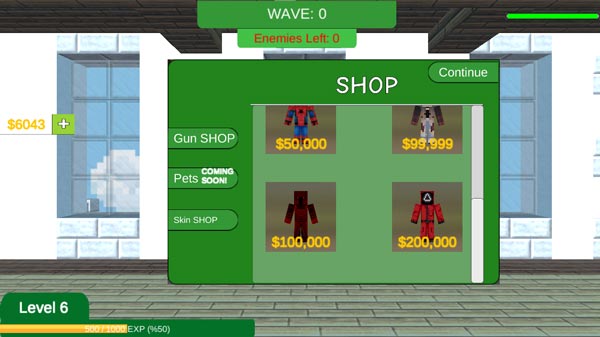 Khá nhiều mẫu Skin nhân vật và súng trong Shop cửa hàng