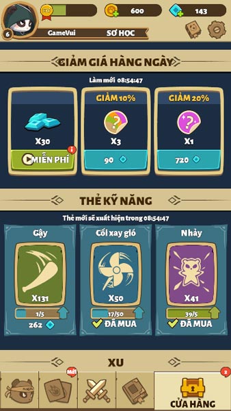 Tính năng Shop mua sắm hàng ngày