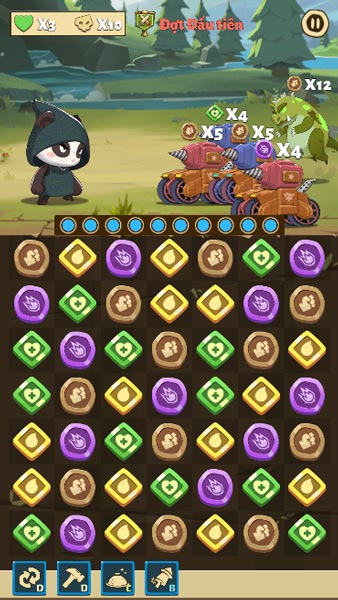 Nhanh chóng ghép đúng ô và phá hủy vật cản