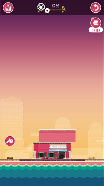 Bấm chuột hoặc chạm màn hình để xếp chồng từng phần của tòa nhà