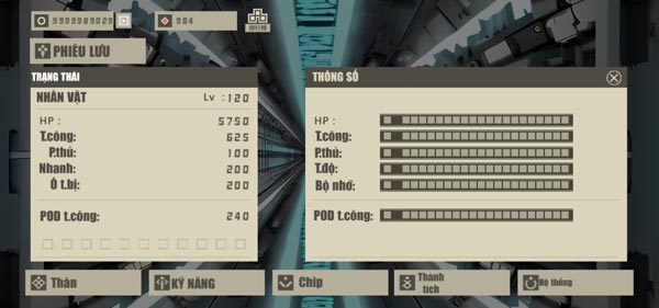 Thông số của nhân vật Nữ chiến binh