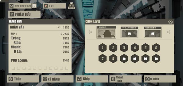 Lựa chọn level cấp độ