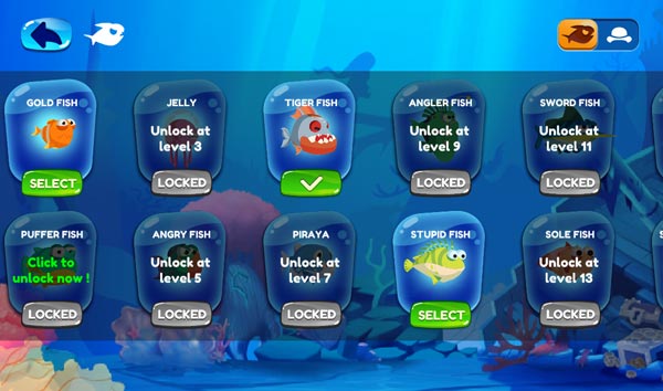 Mẫu Skin cá mở khóa khi đạt cấp độ yêu cầu