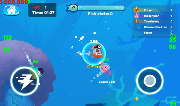 Săn các chú cá khác nhỏ hơn để tăng tiến sức mạnh