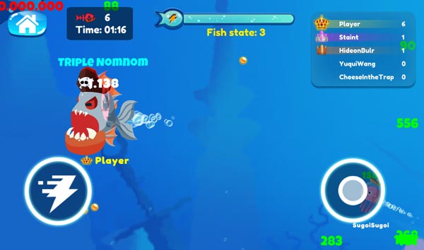 Bấm Space để tăng tốc khi đuổi theo con mồi