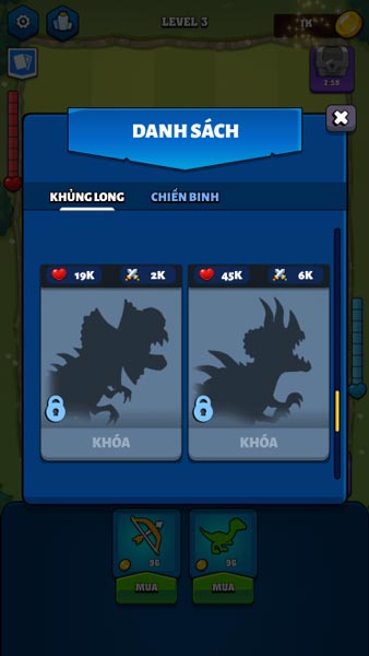 Rất nhiều loài khủng long và lính chiến binh tiền sử trong Shop