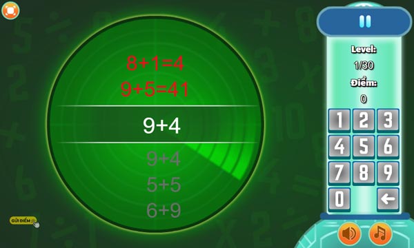 Trả lời sai sẽ hiện màu đỏ