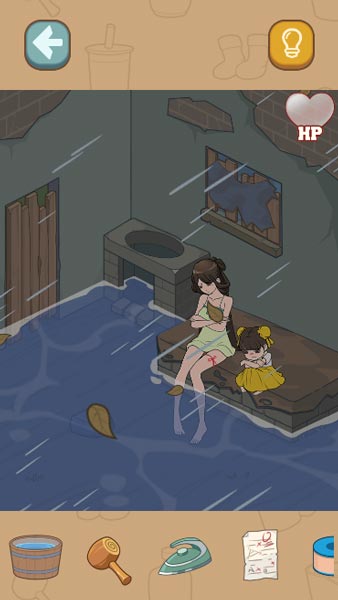 2 mẹ con trong ngôi nhà bị ngập, phải làm sao đây?