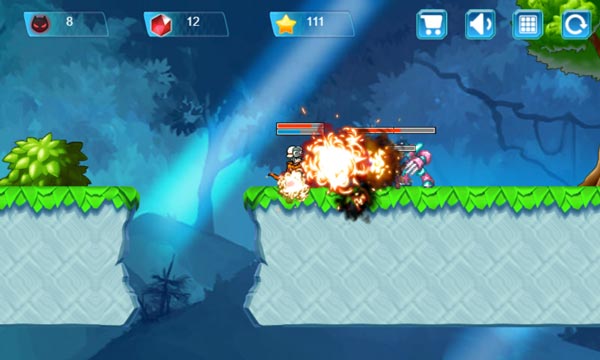 Hãy tiêu diệt tất cả kẻ địch, thu thập tiền xu vàng và tinh thể