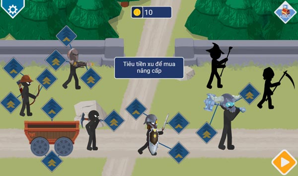 Nâng cấp các đơn vị lính, thợ mỏ để tăng sức mạnh