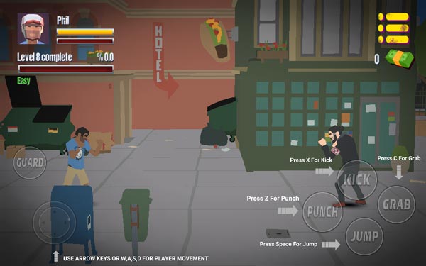 Điều khiển nhân vật chính đánh nhau, combat đối kháng với nhiều đối thủ