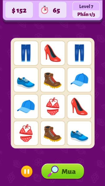 Những ô hình sẽ hiện ra khi bắt đầu