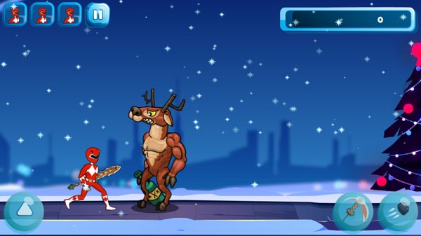 Điều khiển nhân vật siêu nhân Gao đỏ di chuyển và né tránh quái vật