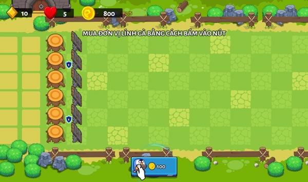 Bắt đầu bằng cách mua đơn vị lính Gà