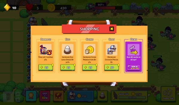 Mua vật phẩm hỗ trợ trong Shop cửa hàng