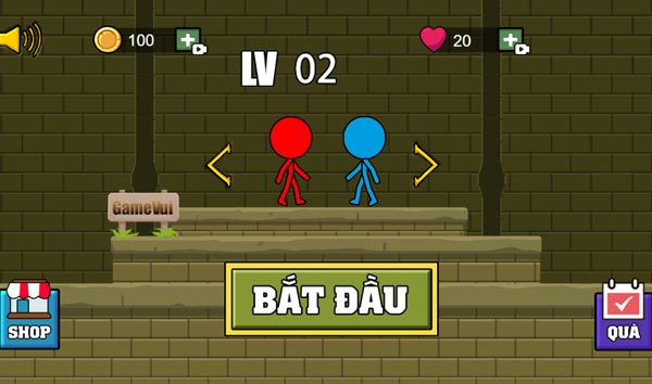 Cùng điều khiển cặp đôi nhân vật Stickman tìm đường về đích