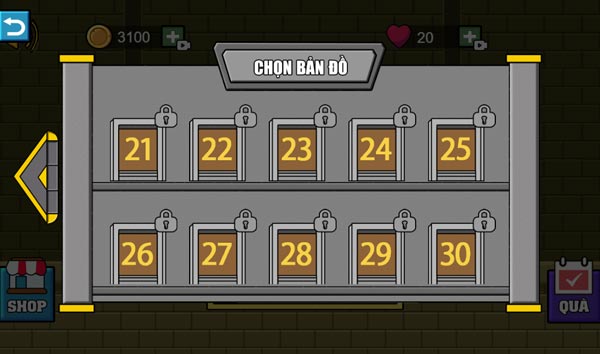 Tổng cộng có 30 level cấp độ để người chơi trải nghiệm