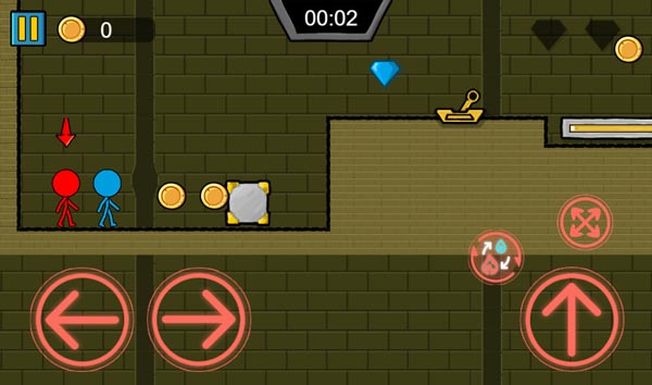 Lần lượt điều khiển 2 nhân vật Red Blue Stickman