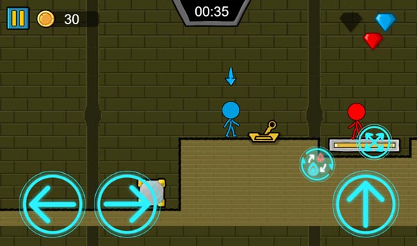 Sử dụng cần gạt để người que Stickman thu thập viên kim cương