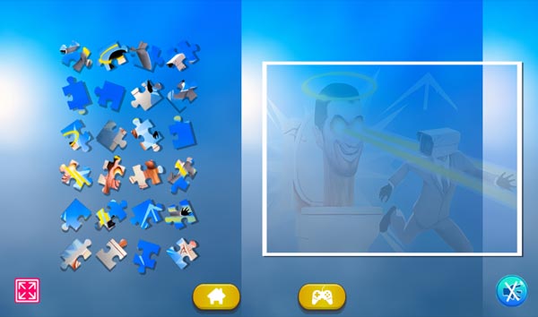 Lần lượt nhấc những miếng hình nhỏ bên ngoài đặt vào trong khung