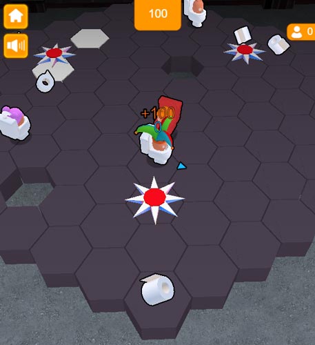 Điều khiển nhân vật Skibidi Toilet di chuyển trên đấu trường