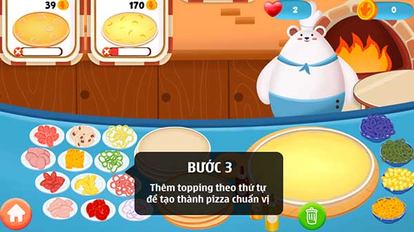 Thêm topping đúng theo thứ tự