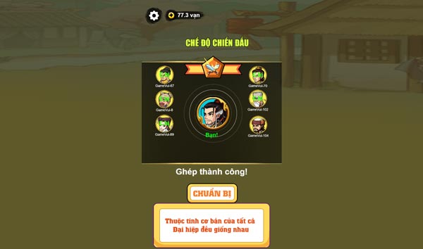 Ghép trận để bắt đầu so tài