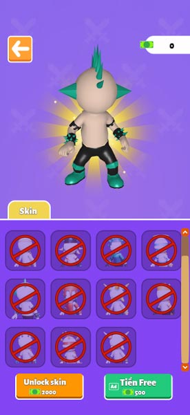 Rất nhiều mẫu Skin nhân vật người que Stickman có trong Shop cửa hàng